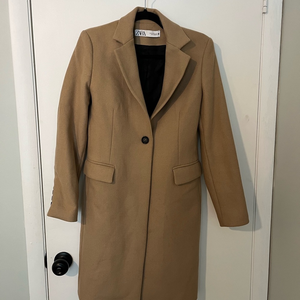 Zara Tan Trench Coat Classic Tailored Design